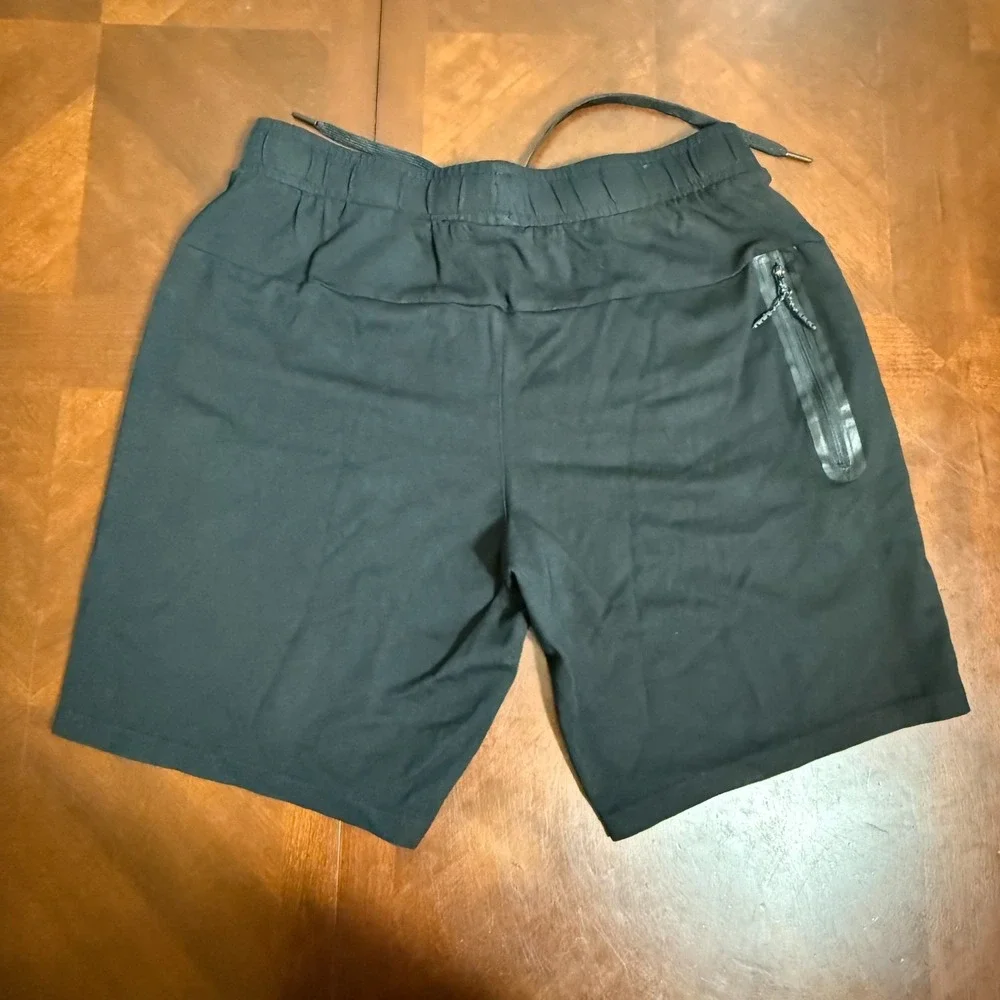 Members Mark Luxe Mens M Black Drawstring Lounge‎ Short Zip Pocket Comfort